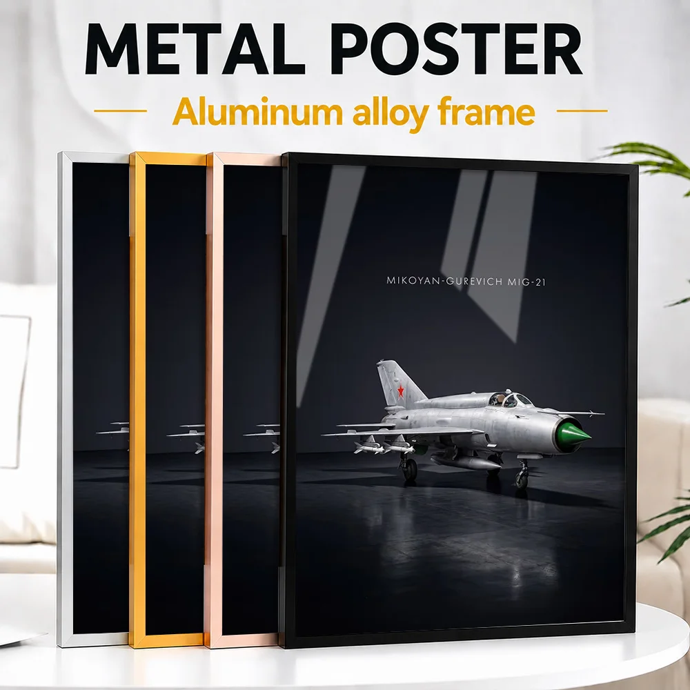 Mikoyan-Gurevich MiG-21 Fighter Jet Framed Aluminum Metal Poster Customized Flight Tribute Wall Art For Office And Pilot Gift