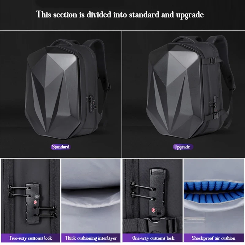 Imagem -05 - Mochila Masculina de Grande Capacidade para Laptop 50 l Porta Usb Bolsa de Negócios Hard Case Mochila para Jogos Laser Diamante 173