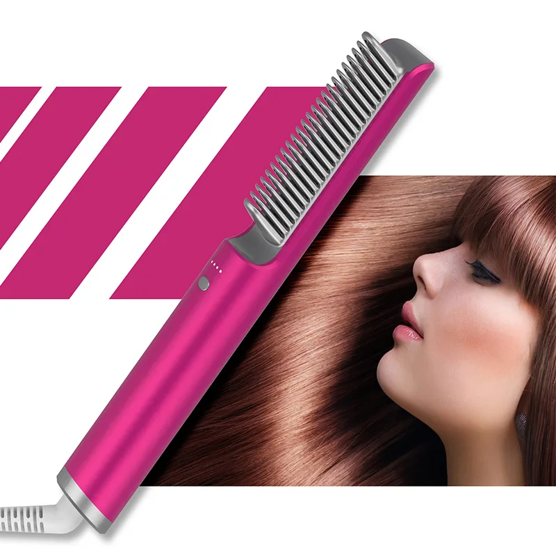 

Portable Multifunction Hair Comb 30 Seconds Fast Heating Ceramic Tourmaline Anti-Scald Electric Hair Straightening Curling Brush