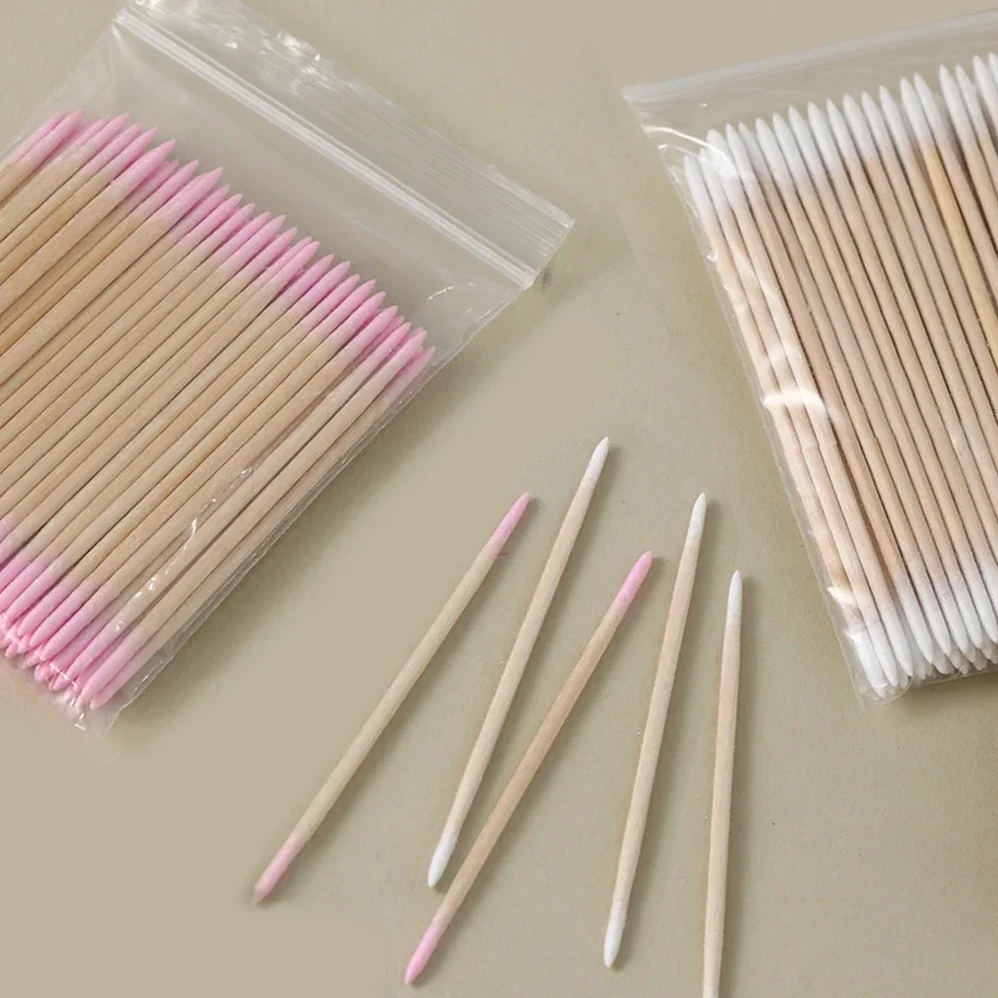 100 piezas de hisopos de algodón de doble punta con puntas finas para arte de uñas, maquillaje, corrección de delineador, herramientas de belleza 5