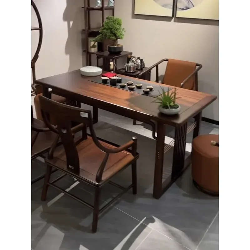 

Ebony tea table and chair combination modern solid wood Kung Fu tea table