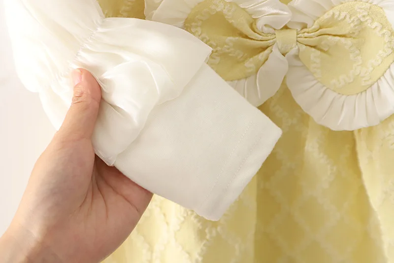 Spring and Autumn Newborn Baby Girl Clothes Puff Sleeve Dress for Girls Baby Clothing 1 Year Birthday Princess Dress