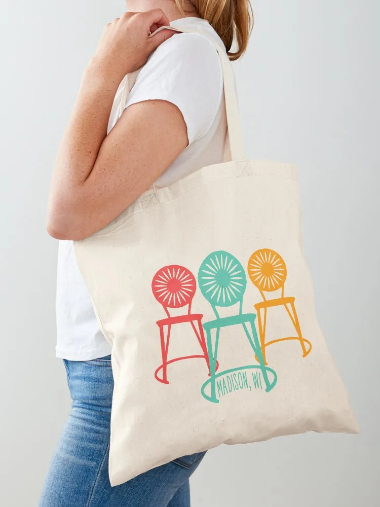 

Terrace Chairs - Red, Blue/Green, Orange Tote Bag Shopper tote bag custom Shopper handbag canvas tote bags