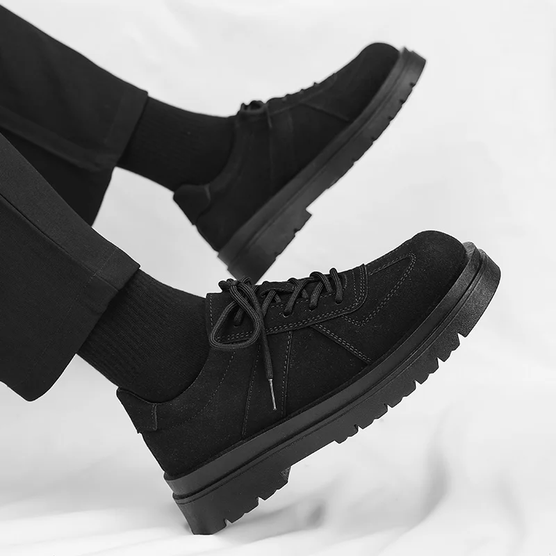 

Mens Suede Leather Shoes Sport Thick Soled Luxury British Business Brand Formal Work Platform Fashion Casual Shoes Zapatillas