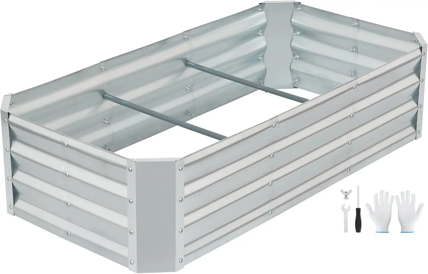 

4x2x1ft Raised Garden Bed – Galvanized Metal Planter Box for Vegetables, Flowers, Herbs, Fruits – Outdoor Garden Beds