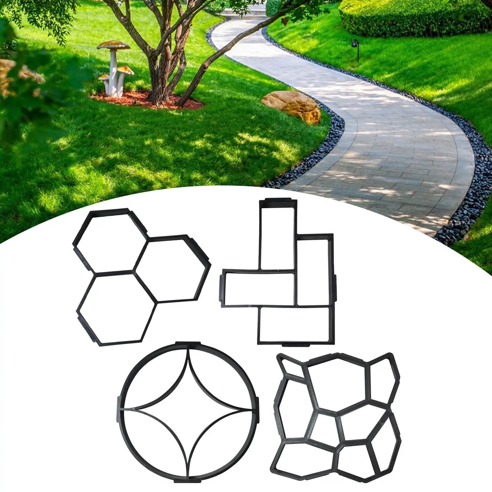 

Walk Path Maker PP Concrete Mould DIY Stepping Stone Paver for Garden Pathway Patio Yard Outdoor