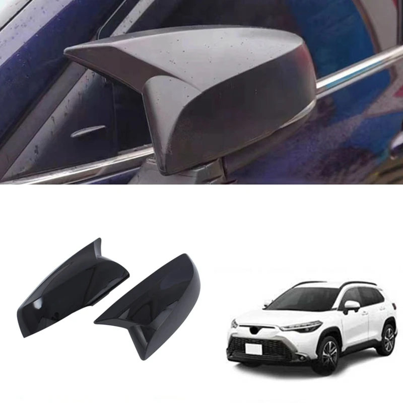 Car Ox Horn Rearview Side Glass Mirror Cover Trim Frame Side Mirror Caps For Toyota Corolla Cross 2021 2022