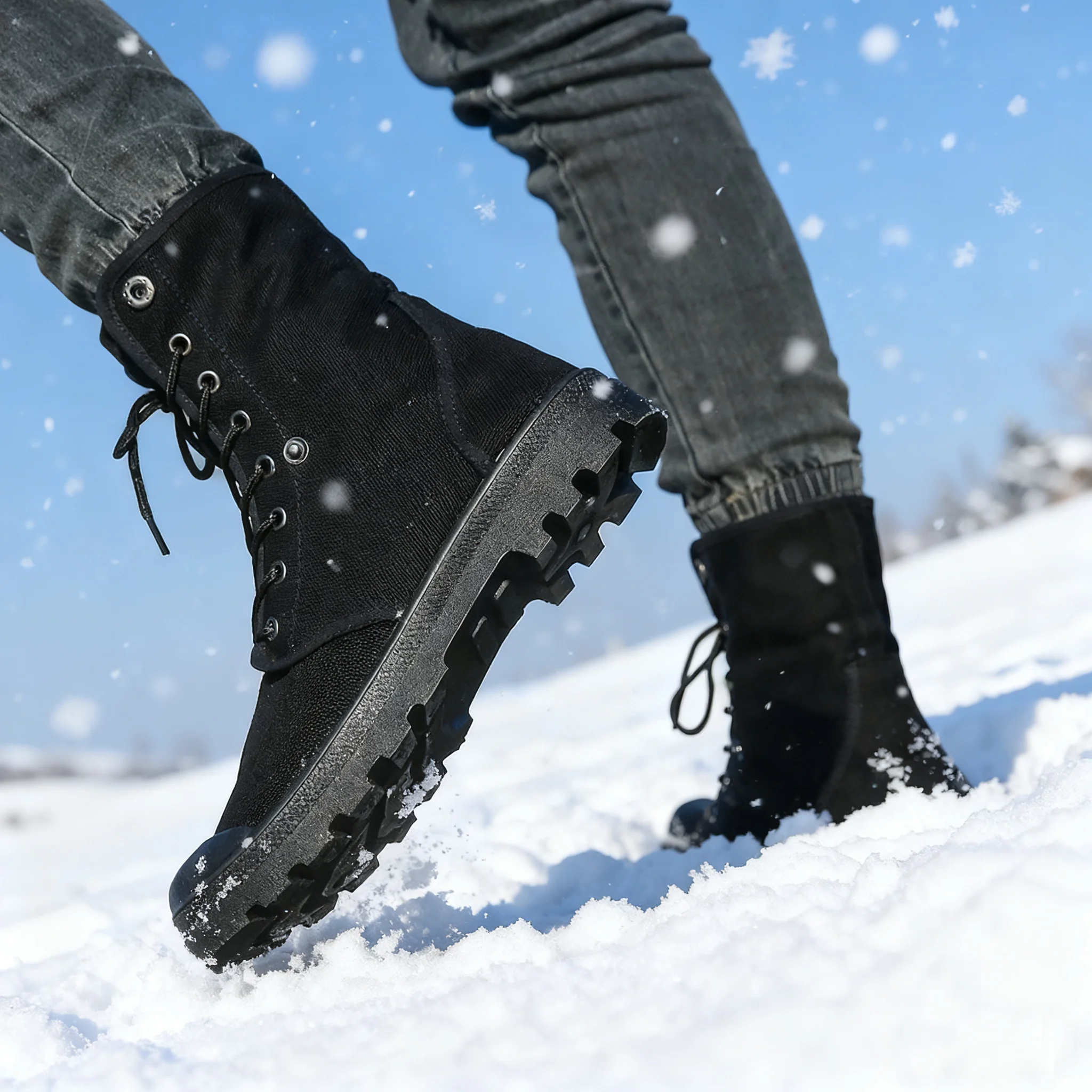 

Зимние теплые мужские высокие ботинки из канваса на флисовой подкладке, износостойкие рабочие ботинки для активного отдыха, высокие хлопковые ботинки с отворотом