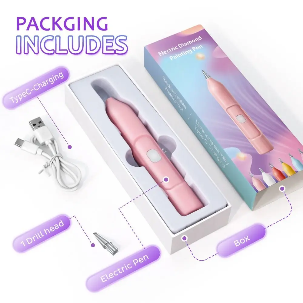 

Rechargeable Electric Diamond Painting Pen Ipx5 Waterproof Easy to Clean Painter Vacuum Diamond Art Pen Rhinestone Art Pen