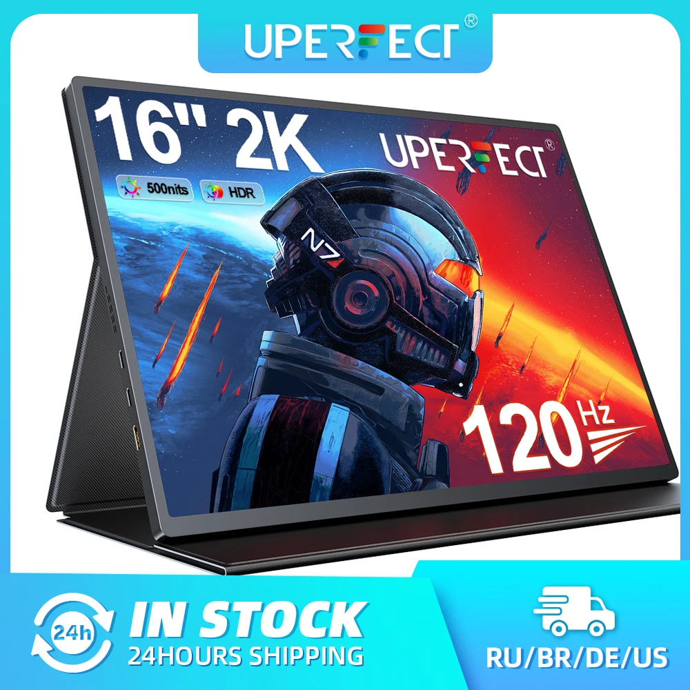 UPERFECT-Monitor portátil de jogos, tela IPS, tipo C, tela HDMI para PC, laptop, Mac, telefone, 16 ", 100% sRGB, 500Cd/m², UPlayC2, 120Hz