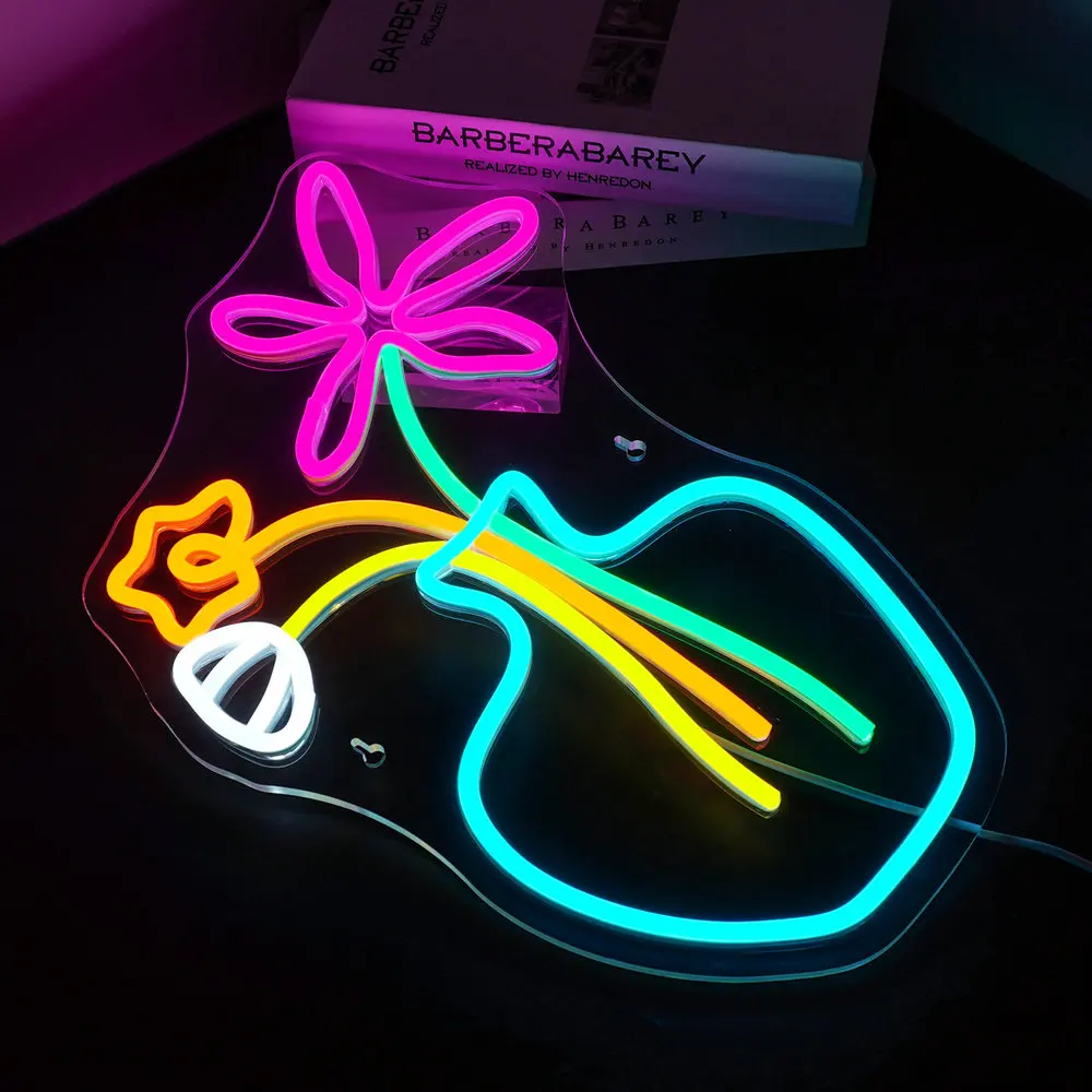 Flower Neon Signs Dimmable Led Lights Bedroom Decor USB Powered Flower For Party Shop Window Decor Art Lamp Kids Room Decor