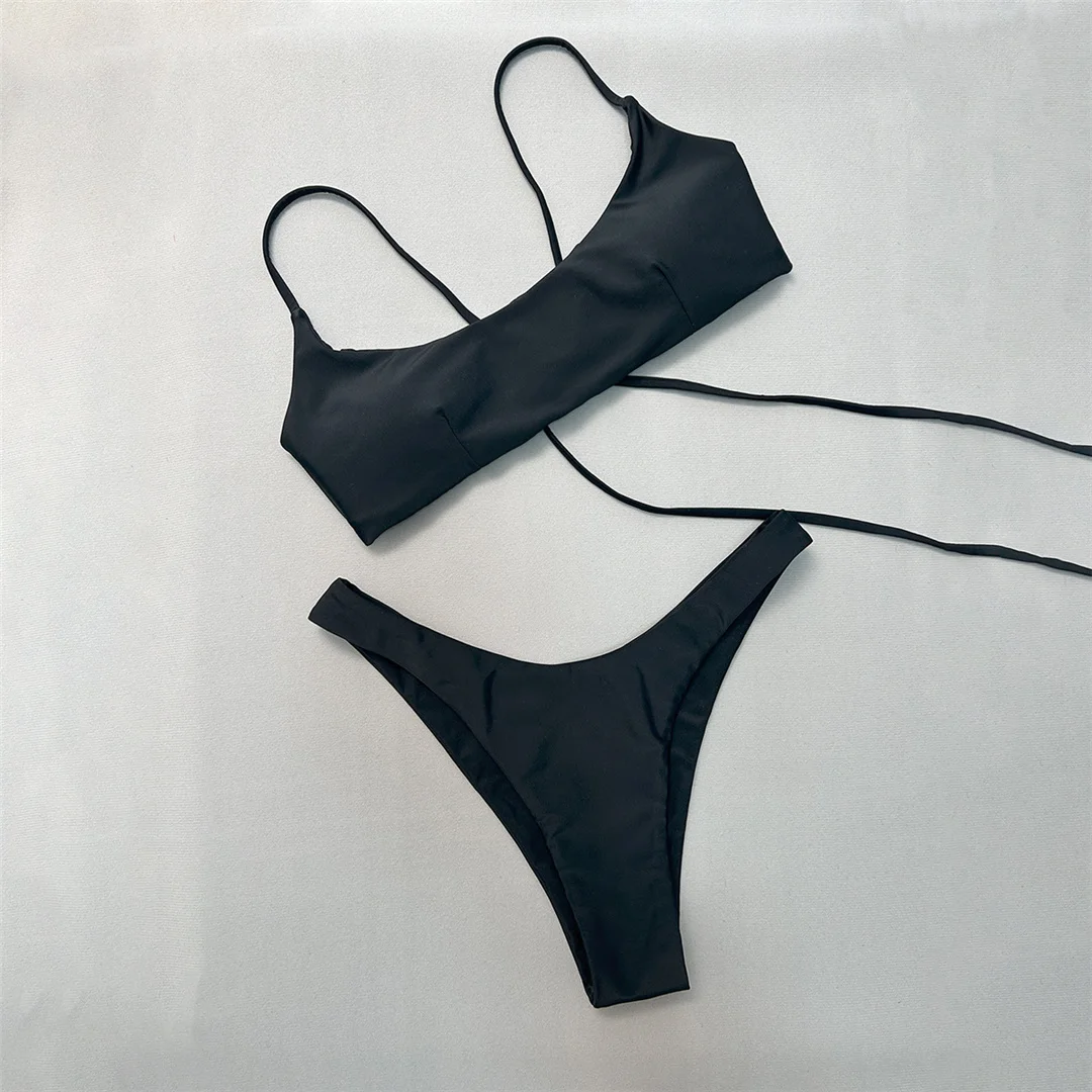 Bikini mit Schnürung, brasilianischer Schnitt, hoher Beinausschnitt, zweiteiliger Badeanzug für Damen, gepolsterter Badeanzug, Badebekleidung, Modell V6654. – Detail 7