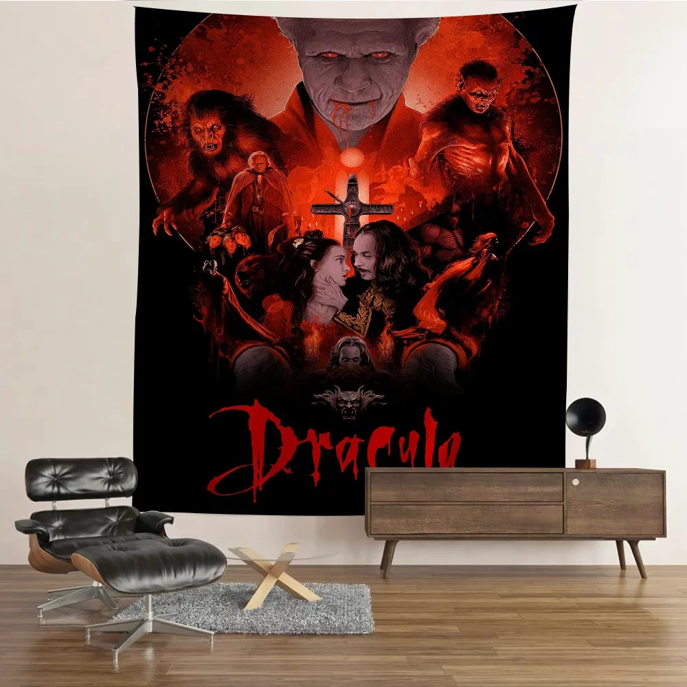 1pc Horror Vampire Dracula 1992 Anime Tapestry Hippie Flower Wall Carpets Dorm Decor Wall Hanging Home Decor