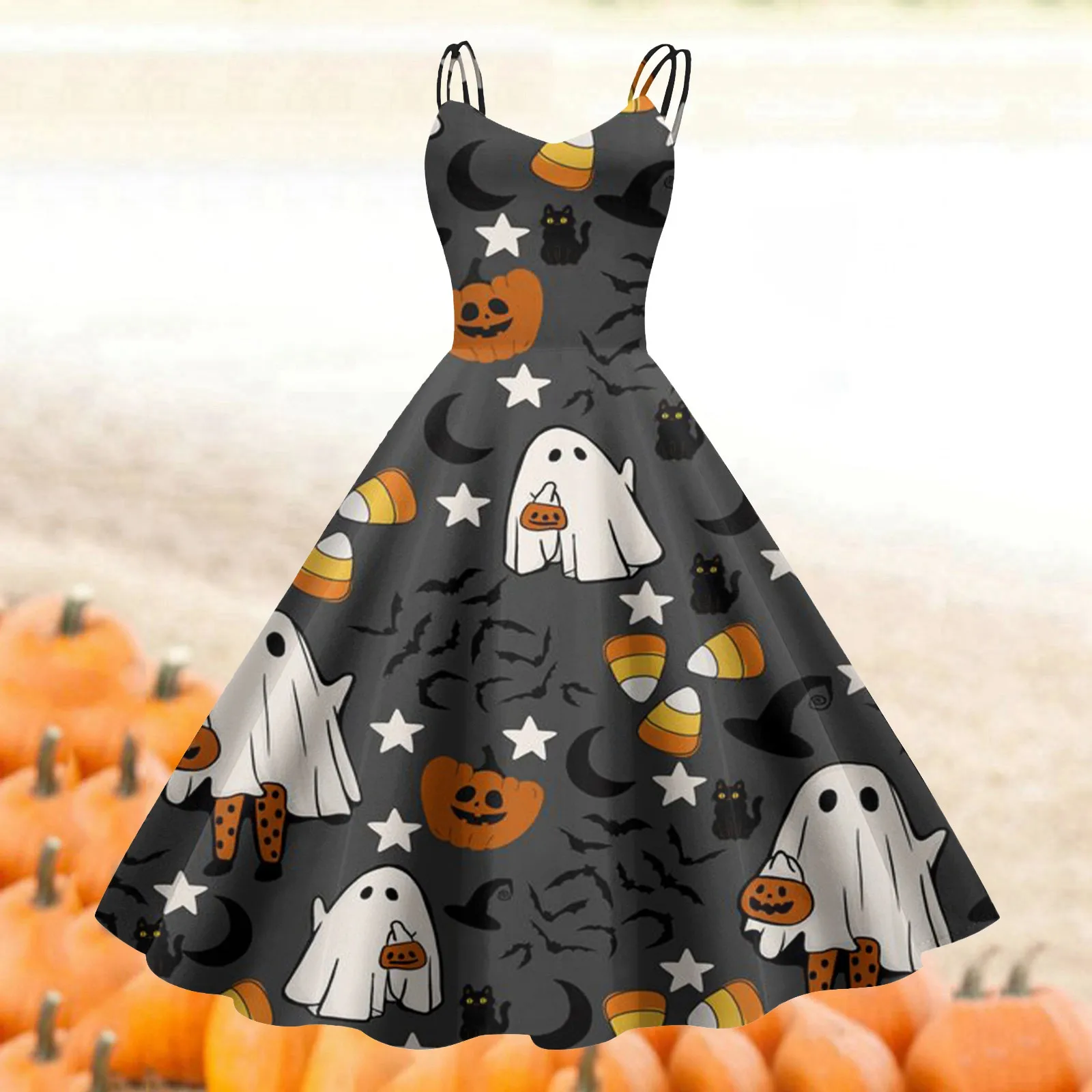 Boho Halloween Print Jurk Casual Maxi Voor Dames Zomer Jurk