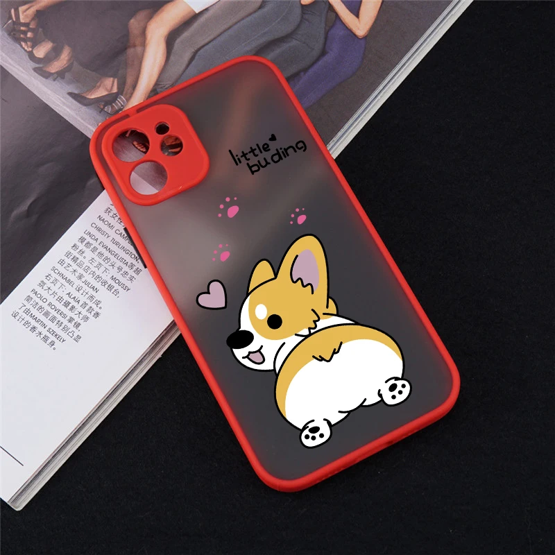 Cartoon Dog Corgi Phone Case for iPhone 17 16 15 13 11 Pro Max Mini 7 14 Plus SE Cute Love Heart Hard Clear Matte Pattern Cover
