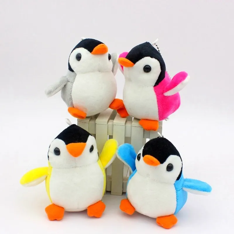 1Pc 10CM simpatico cartone animato portachiavi ciondolo farcito peluche Kawaii animale pinguino peluche bambola regalo di fascino borsa per bambini