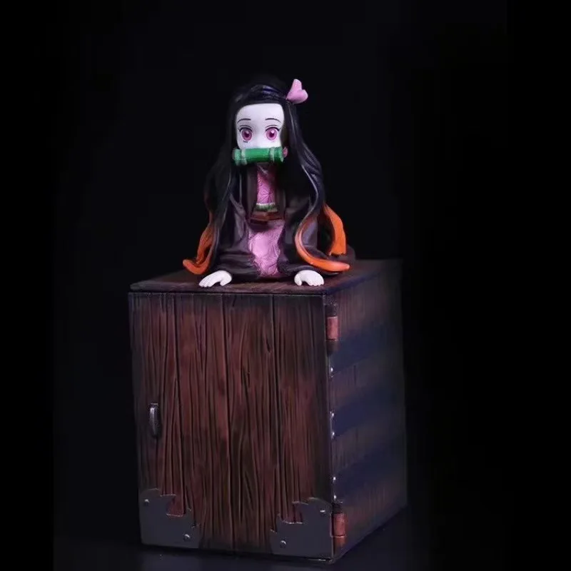 9cm Demon Slayer Art Mini Kamado Nezuko Anime Girl Figure Model Statue Boys Collection Desktop Decoration Ornament Toys Gifts