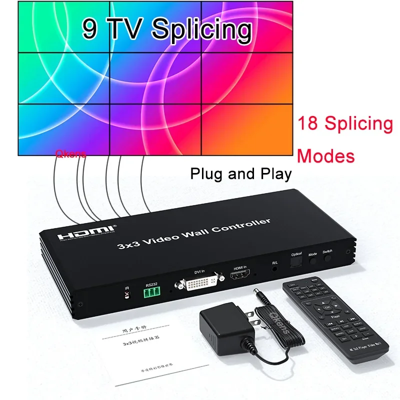 

3x3 DVI HDMI Video Wall Controller 1080P 2x2 2x3 2x4 1x3 1x4 1x5 TV Wall Controller 8 9 Screen Splicing Processor TV Splicer Box