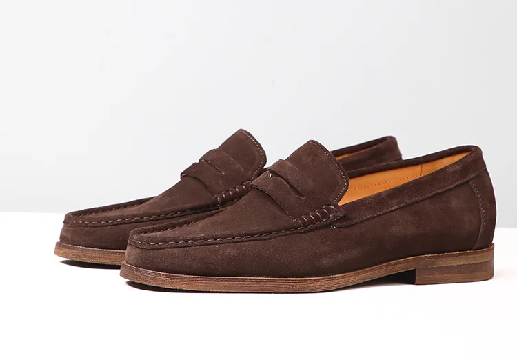 ZXQ Italian Style Tassel Loafers Brown Suede 3