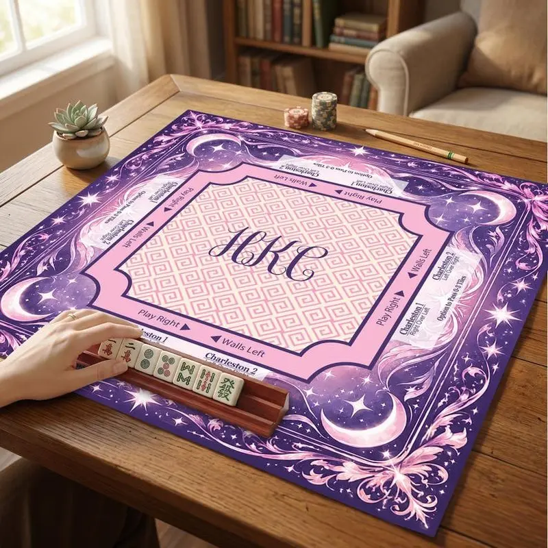 VIKAMA blue white oriental floral vase soft mahjong table cover noise reduction home game family game gift poker table cover