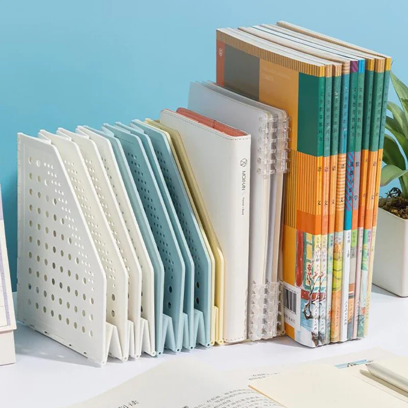 Deli 3/4 Grids Retractable File Holder Desktop Bookends Desk Organizer Magazine File Organizer Creative Bookshelf Book Organizer