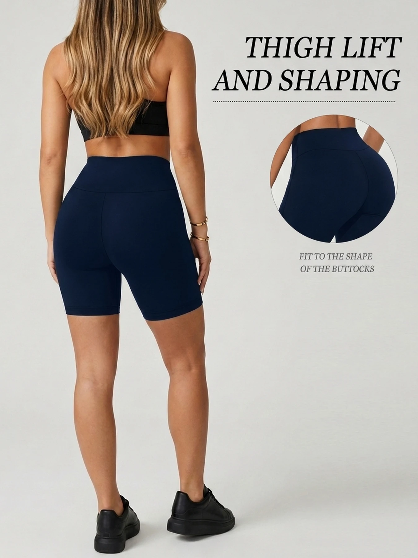 Women's Super Soft Crossover High Waisted Biker Shorts With Pockets Tummy Control No See Through Workout Yoga Running Shorts