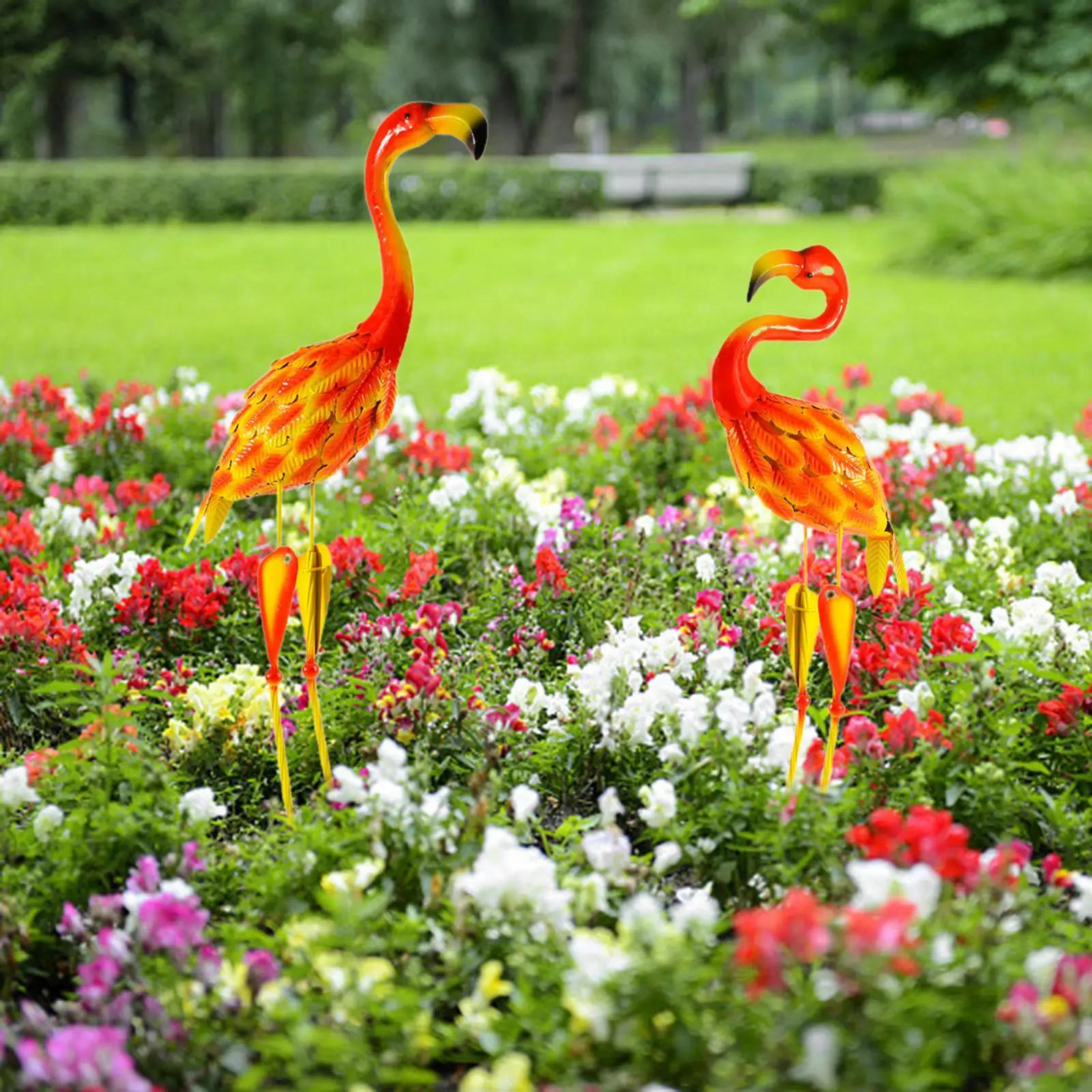 

2x Flamingo Garden Statues Decorative Sculpture Outdoor Sculpture Photography Props for Patio Holiday Lawn Entryway Backyard