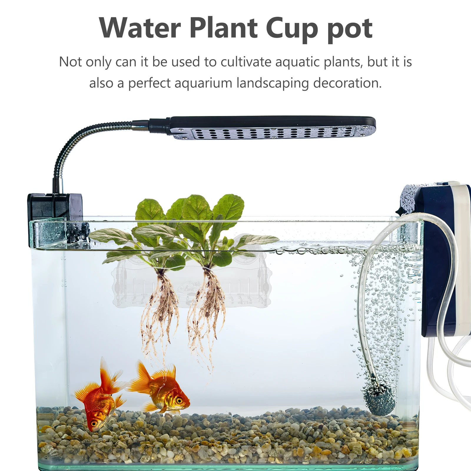 

Suction Plant Holder Aquatic Plant Pot Creative Planter Cup Fish Tank Aquarium Decor Hanging Bracket Smooth Edge Durable Plastic