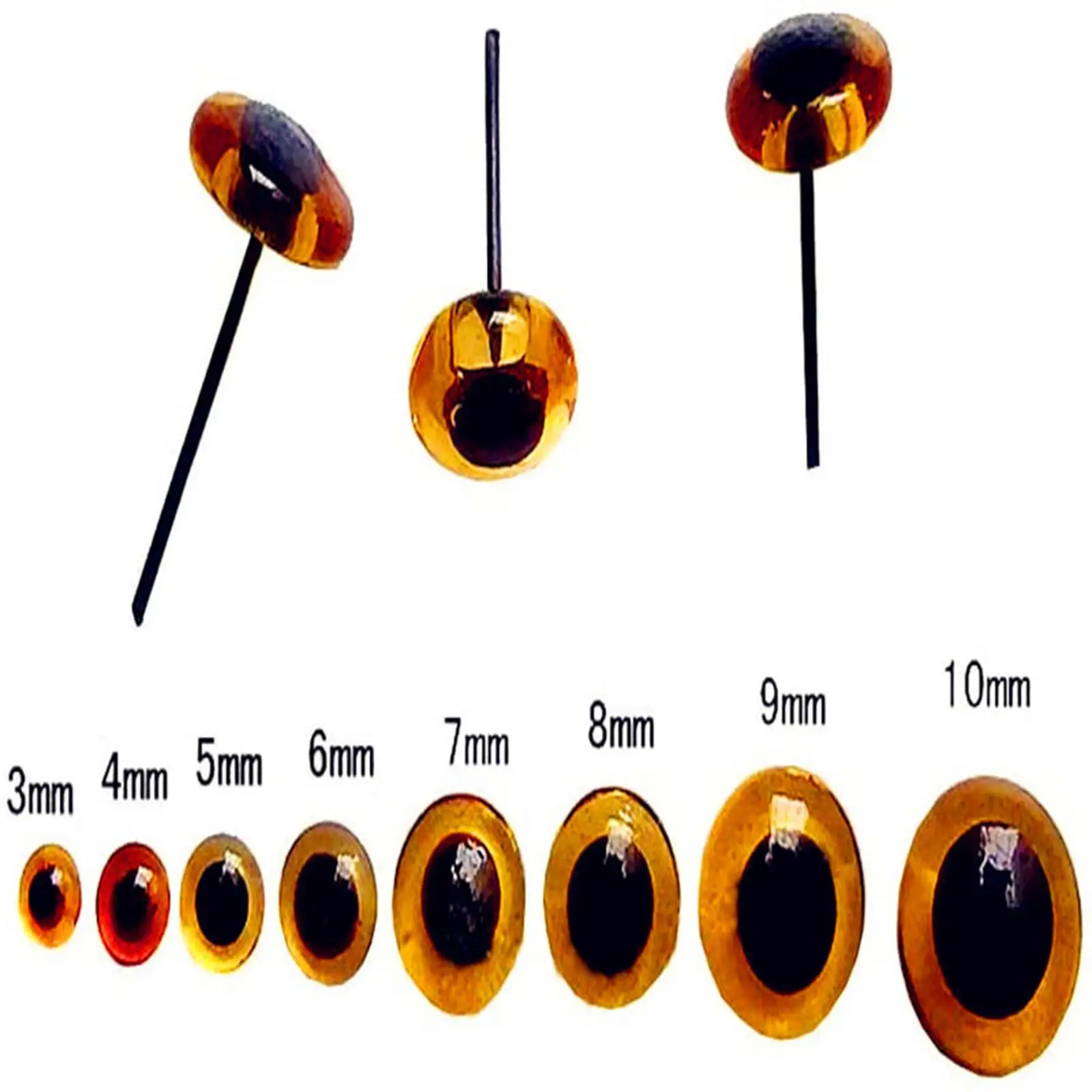 100개 묶음 혼합 갈색 인형 안전 눈 10가지 크기 3-12mm 봉제 인형 장난감 제작 프로젝트 인형 액세서리