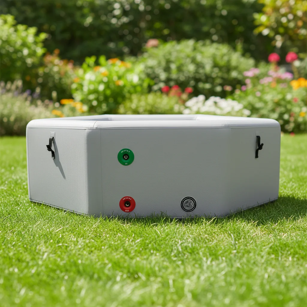 Inflatable Octagonal Ice Bath Tub Installed in Boutique Recovery Spas Offering Thermal Contrast Programming