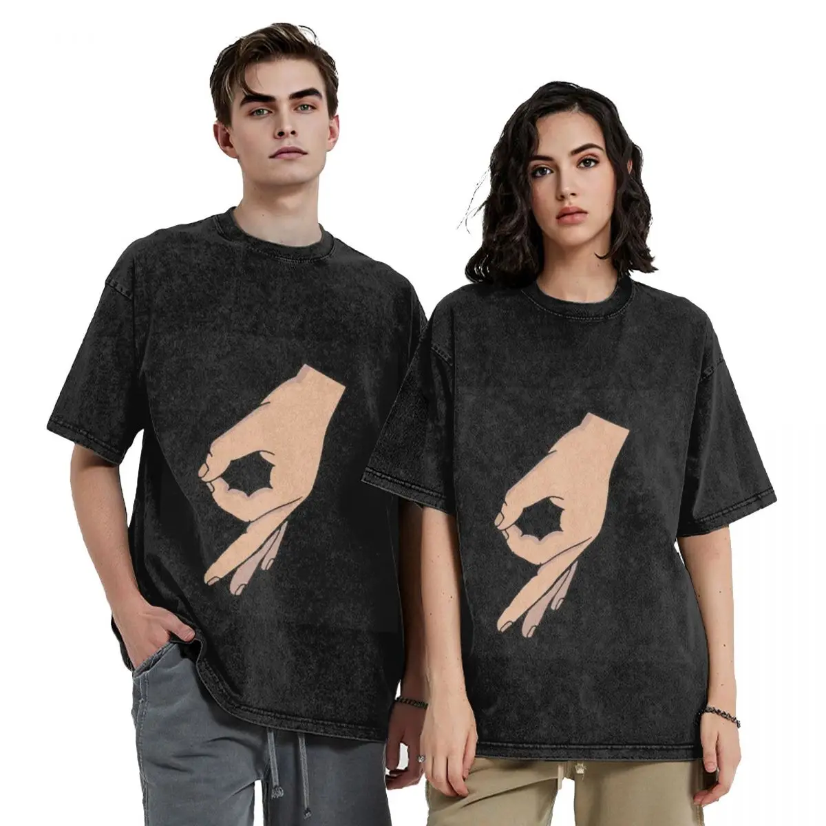 Circle Game Hand Gotcha Meme Made You Look Hip Hop Short Sleeve T-Shirts Washed Tops Tees Streetwear T Shirt for Men woman