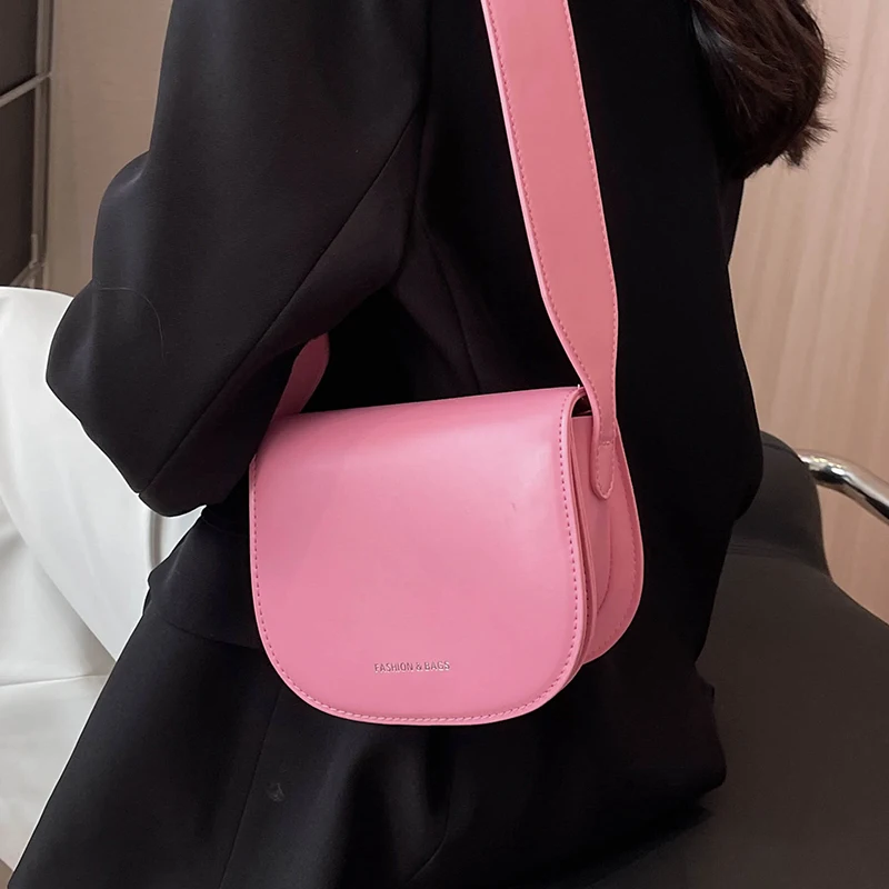 High Quality Women Crossbody Bag Wide Shoulder Strap Solid Pu Leather Female Shoulder Bag Summer Simple All-Matched Ladies Bags