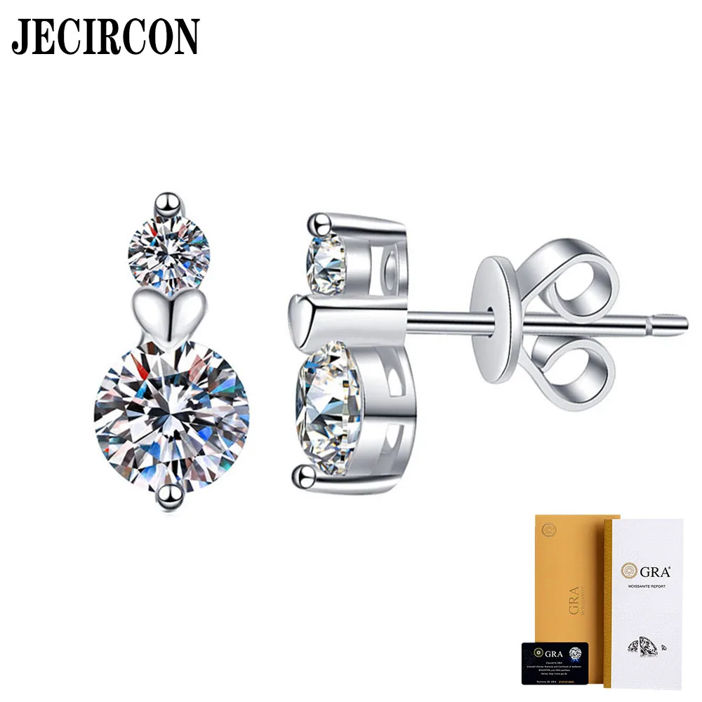 

JECIRCON S925 sterling silver earrings for women simple Korean style star-linked moissanite studs Trendy Versatile Ear Jewelry