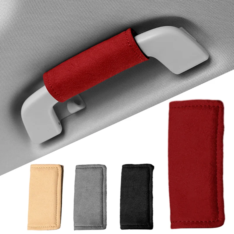 Universal Car Roof Armrest Pull Cover Soft Suede Protection Door Handle Protective Gloves  Car Interior Accessories