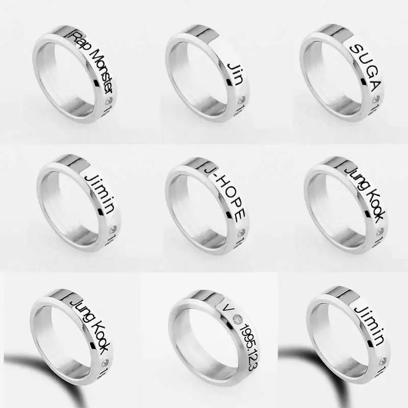 All Members Birthday Ring V Taehyung JIMIN JUNGKOOK JIN SUGA JHOPE RM Kpop Support Accessories Couple Rings Jewelry Fans Gifts