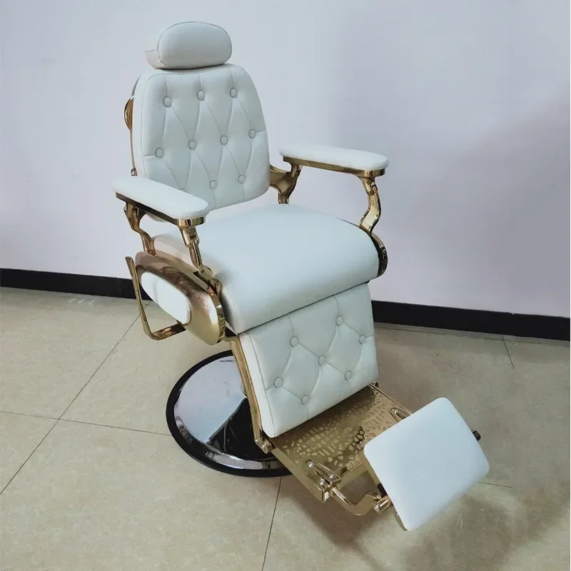 Retro Barber Chair for Hair Salon Hydraulic Reclining Shaving Chair Professional Oil Head Cutting Chair for Barbershop