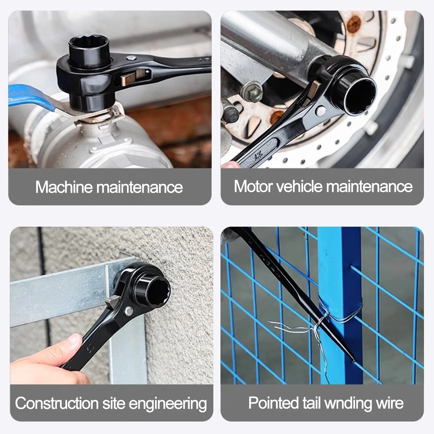 10-19mm Ratchet Wrench Socket Plum Blossom Multifunctional Pointed Tail Adjustable Sockets Adapter Hand Tools Wrenches view 5