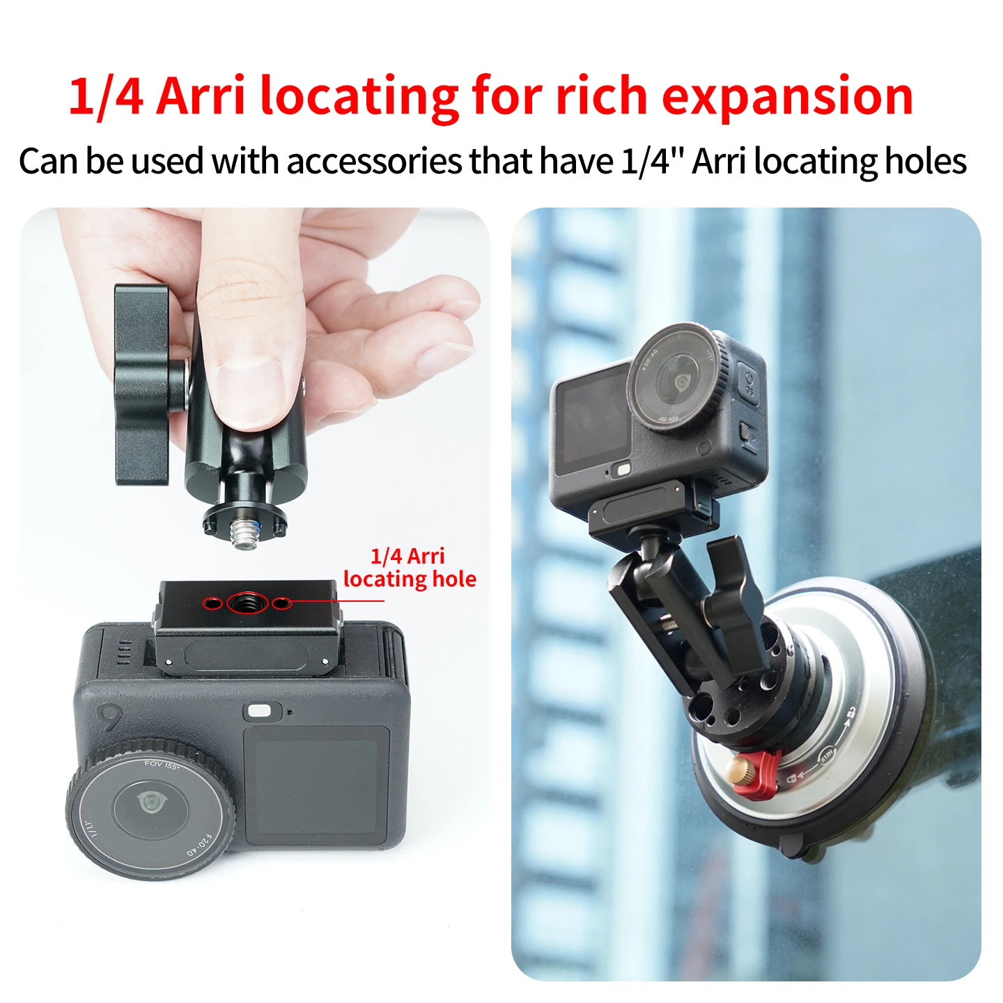 Funktionaler 17mm Kugelkopf Magic Arm Doppelkugelkopf 1/4 Zoll Schraube ARRI für DJI GoPro Insta360 Action-Kamera Handy-Verlängerungshalterung – Detail 8