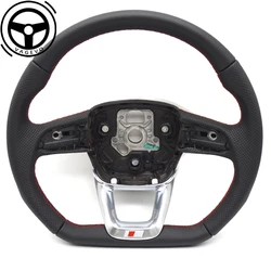 Red stitching steering wheel For Audi Q5 FY full leather perforated steering wheel