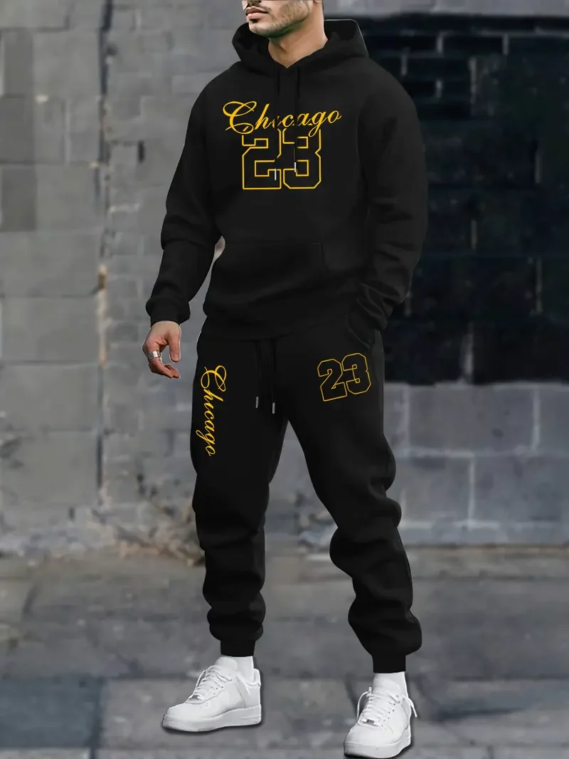 

Men's sweatshirt autumn/winter casual loose couple hooded jacket, men's one set sweatshirt with pants, cool and trendy clothes