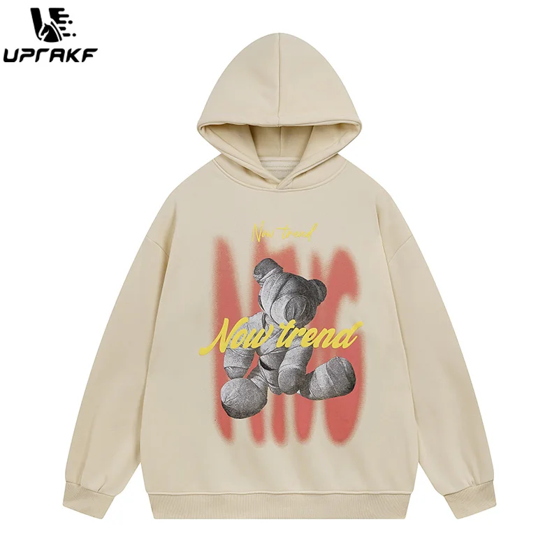 

UPRAKF Toy Bear Graphic Hoodie Streetwear High Quality Hip Hop Fashion Casual Tops Pullovers Long Sleeve Autumn