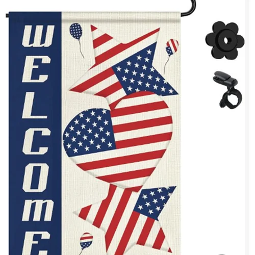 American Flag Garden Flag Stars and Stripes WELCOME Red White and Blue NEW JJE DDI GGX
