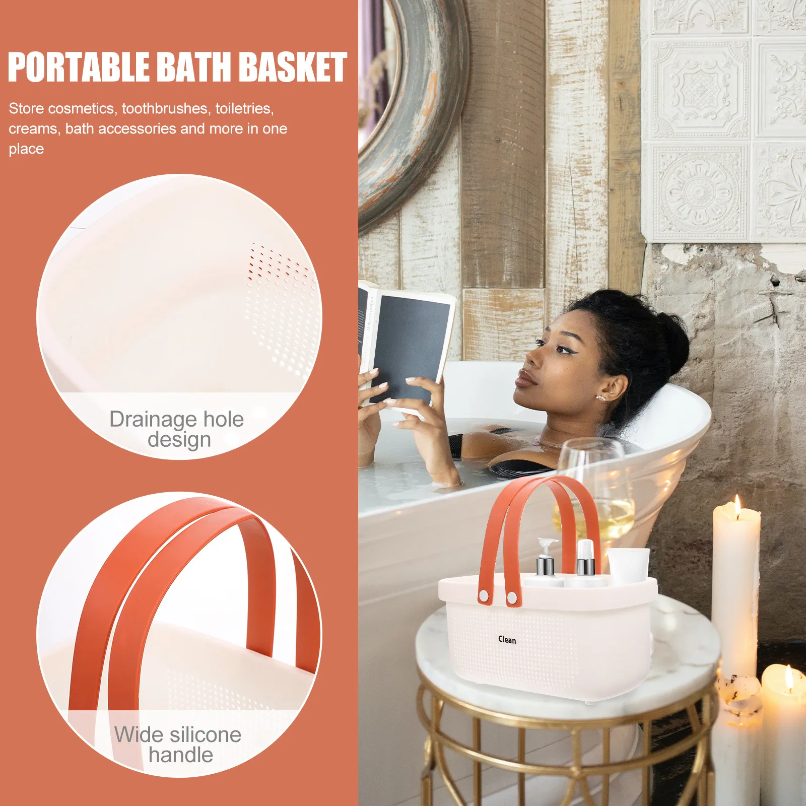 

Портативная корзина для стирки, большая вместительная корзина для хранения туалетных принадлежностей, корзина для хранения в ванной, полый органайзер-дренажер для косметики