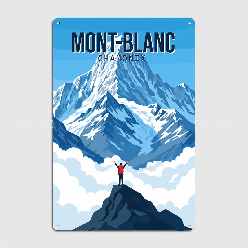 Mont-Blanc Chamonix Travel Poster Metal Posters Living Sign Indoor Outdoor Room Decoration Home Bar Decor Wall Decor