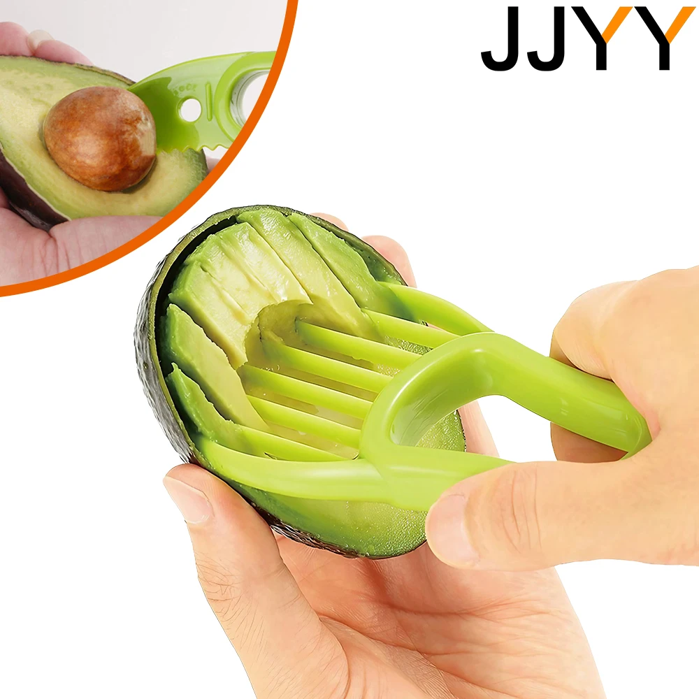 JJYY 3 in 1 Peeled Avocado Slicer Shea Butter Pieces Pitcher Fruit Separator Plastic Knife Kitchen Tools