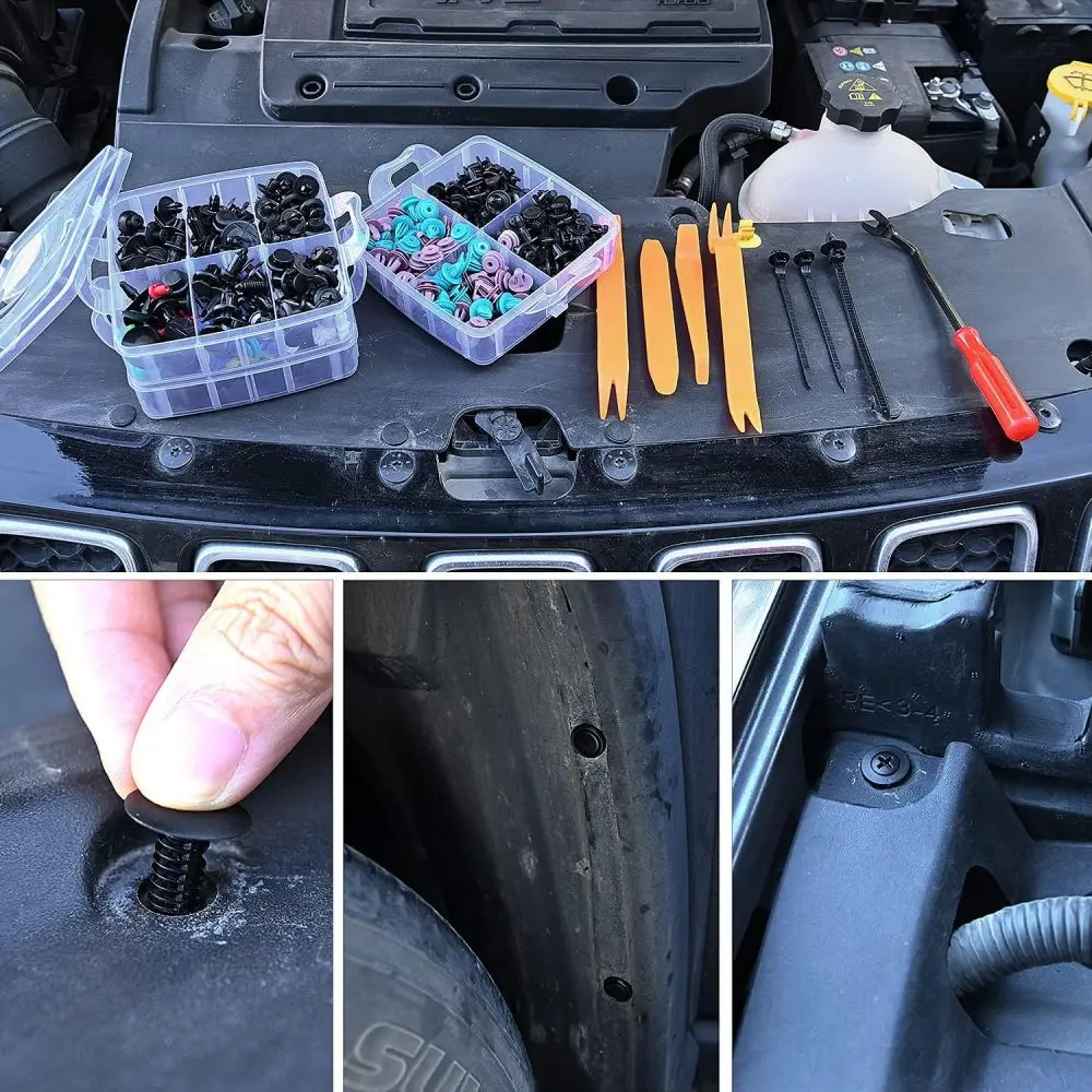 Car Plastic Fastener Clips Kit Car Trim Plastic Rivets Push Retainer Clips With Door Trim Panel Tools Set