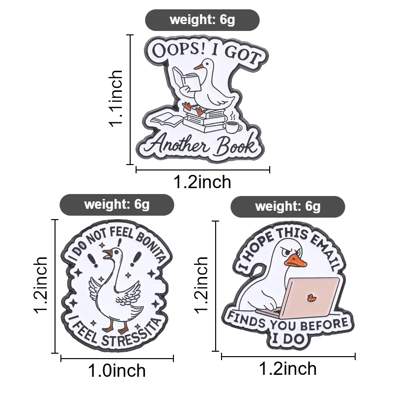 I Feel Stressita Enamel Pins I Got Another Book Metal Brooches Fashion Lapel Badge Backpack Clothes Jewelry Gift for Friends