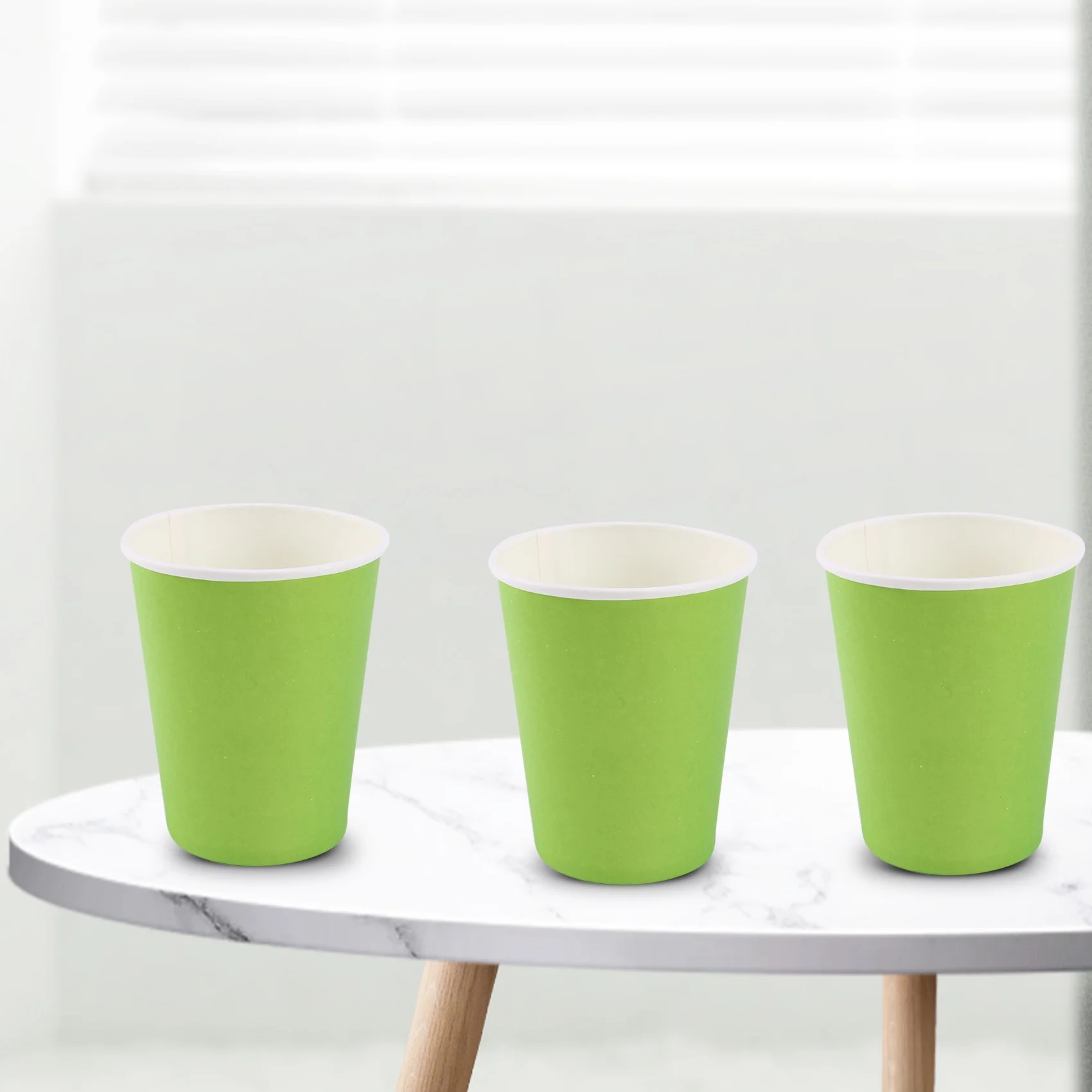 20 Paper Cups (9oz) - Plain Solid Colours Birthday Party Tableware Catering(green)