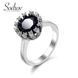 SODROV Korean Trend Blue Zircon Rings for Women Engagement Wedding Jewelry