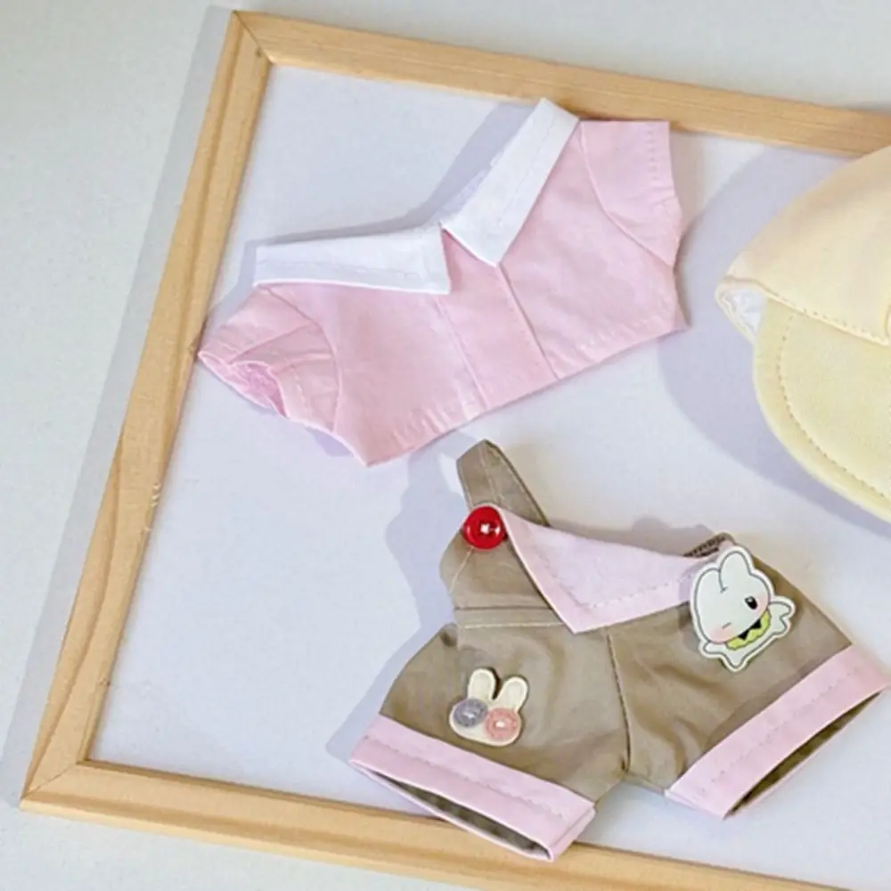 Cartoon T-shirt 20cm Cotton Doll Clothes Outfit Peaked Cap Cotton Doll's Clothes Fashion Mini Plush Doll Clothes